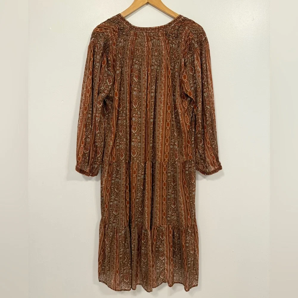 Doen Normandy Dress Earth Mandevilla Vine Floral Paisley L - Picture 12 of 16